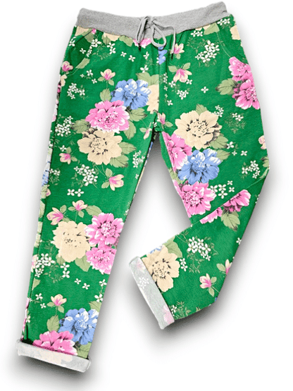 Dark Green Wild Rose Joggers