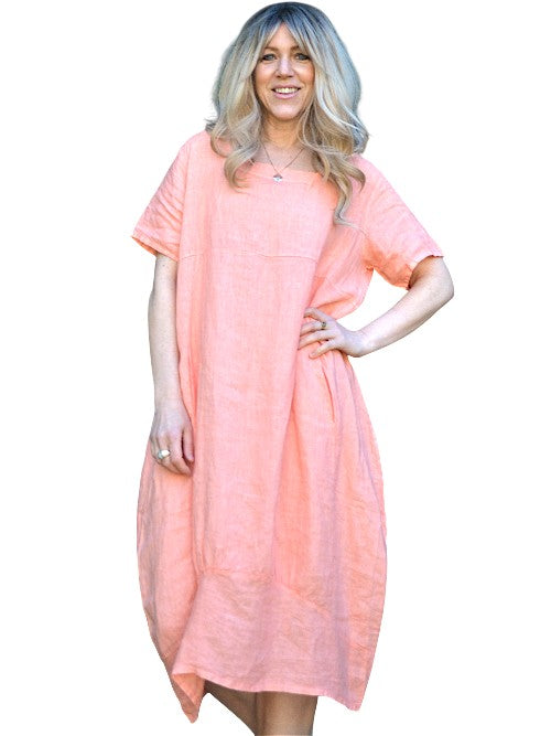 Peach Plain Mid Sleeve Maxi Dress (2 sizes)