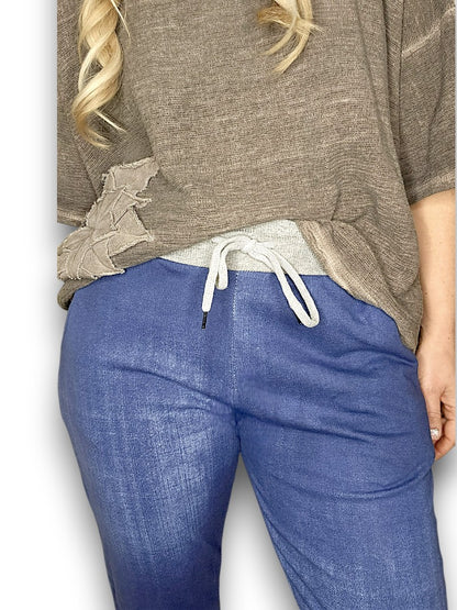 Plain Dark Denim Joggers