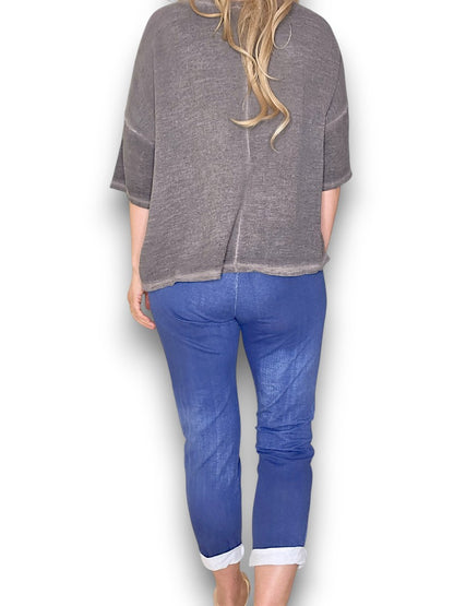Plain Dark Denim Joggers