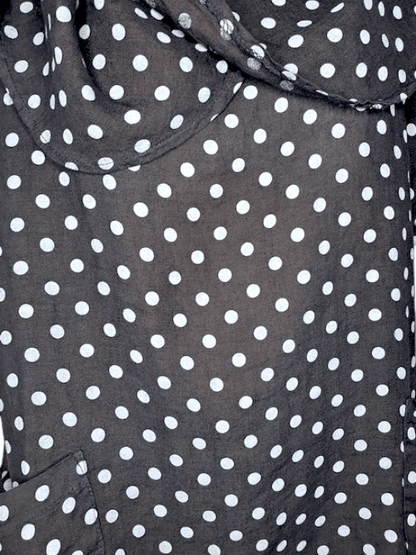 Midnight Navy Polka Dot Split Collar Moku Top