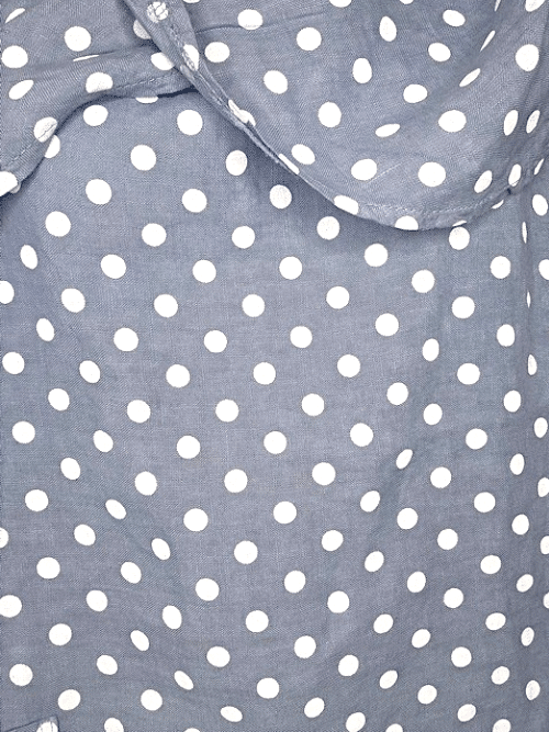 Petrol Polka Dot Split Collar Moku Top