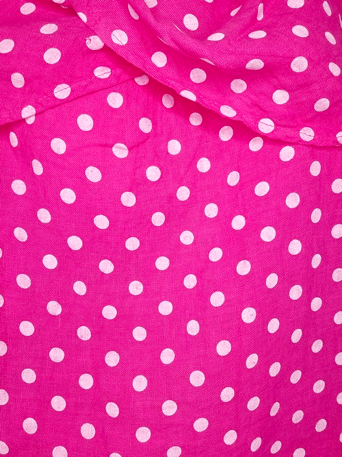 Hot Pink Polka Dot Split Collar Moku Top