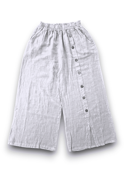 White Along sides button Sailor Pant