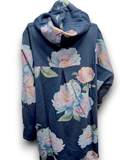 Navy Ombre Peony Patchwork Hoodie