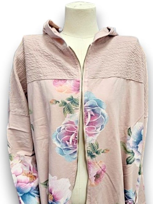 Baby Pink Ombre Peony Patchwork Hoodie