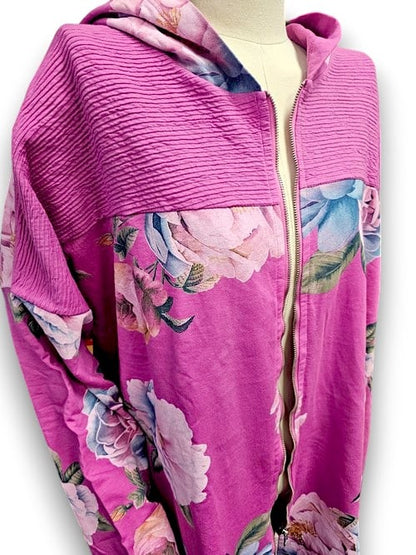 Berry Ombre Peony Patchwork Hoodie