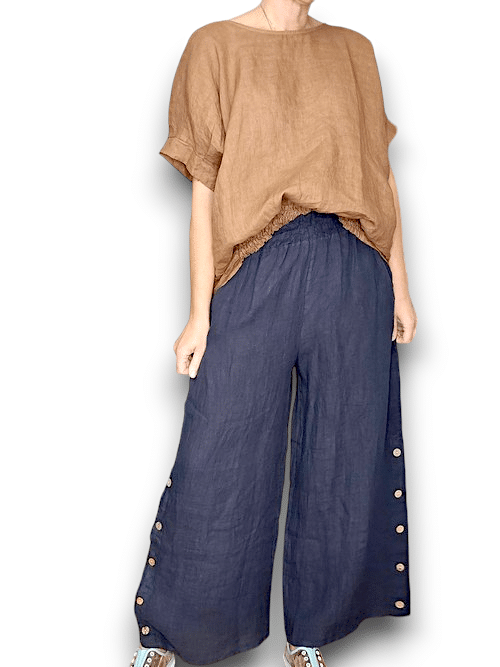 Navy Along sides button Sailor Pant