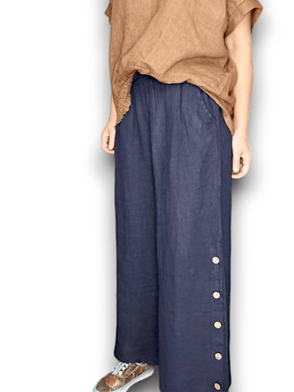 Navy Along sides button Sailor Pant