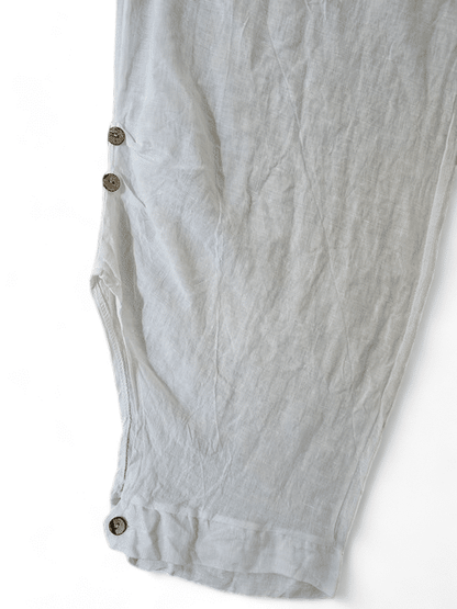 White wide elastic waist linen Pant