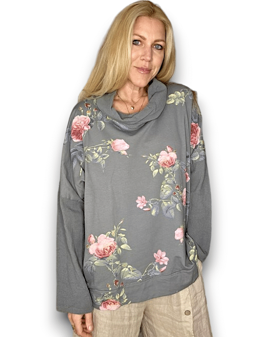 Grey Thorn Rose Moku Cotton w details Sweater