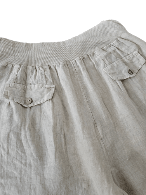 Light Beige wide elastic waist linen Pant