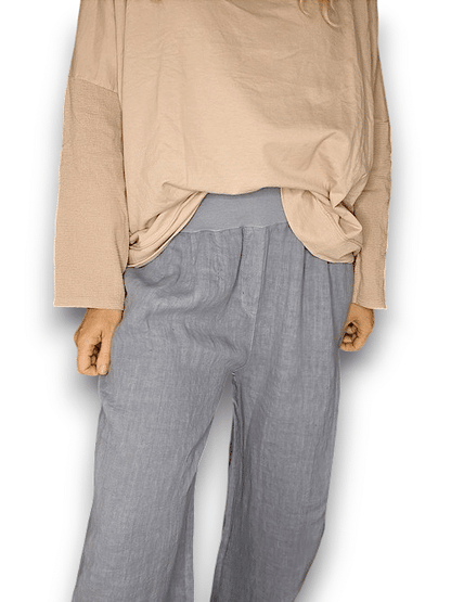 Petrol wide elastic waist linen Pant