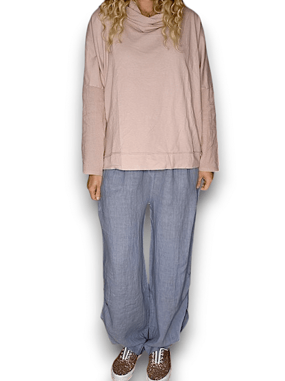 Petrol wide elastic waist linen Pant