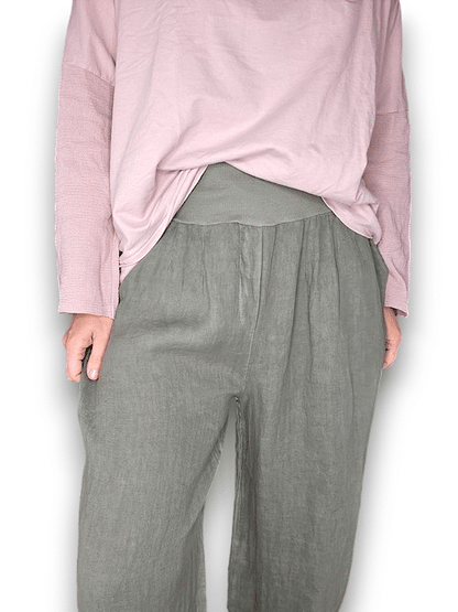 Forest wide elastic waist linen Pant