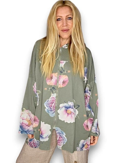 Forest Ombre Peony Patchwork Hoodie