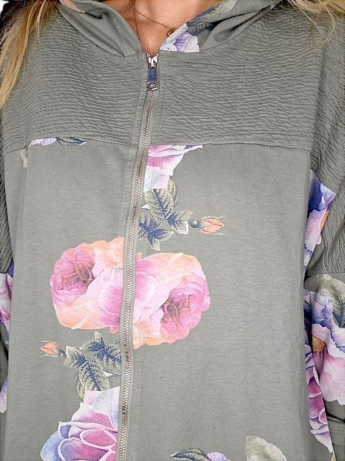 Forest Ombre Peony Patchwork Hoodie