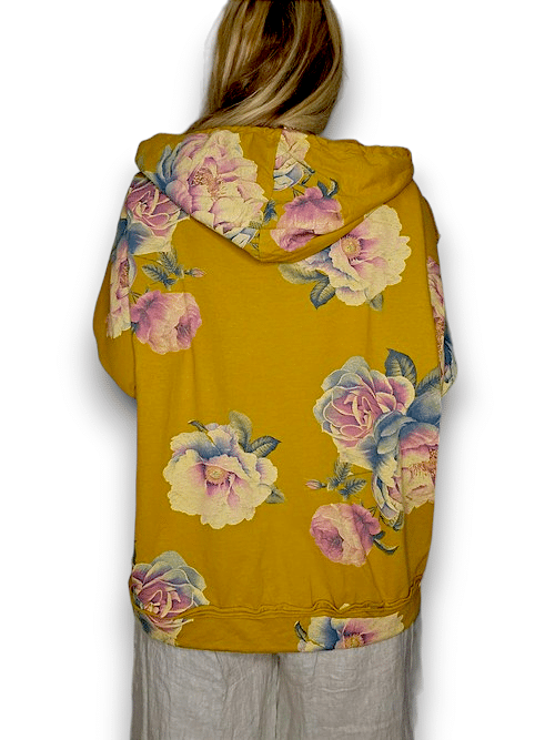 Mustard Ombre Peony Cotton Hoodie