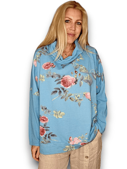 Light Turquoise Thorn Rose Moku Cotton w details Sweater