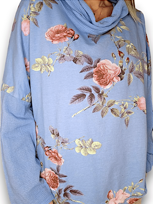 Light Turquoise Thorn Rose Moku Cotton w details Sweater