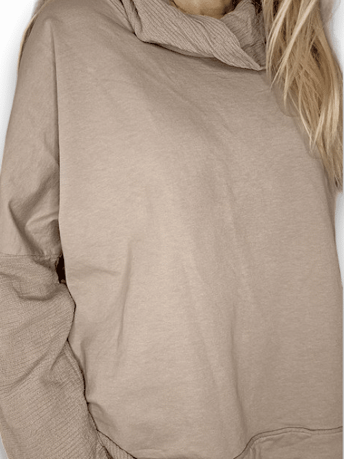 Mocha Plain Moku Cotton w details Sweater