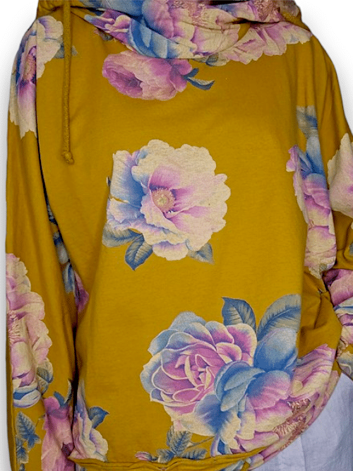 Mustard Ombre Peony Cotton Hoodie