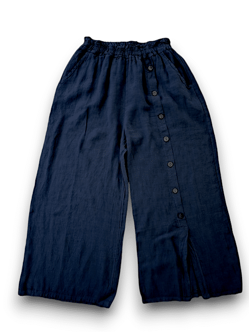 Navy Front Row Button Sailor Pant