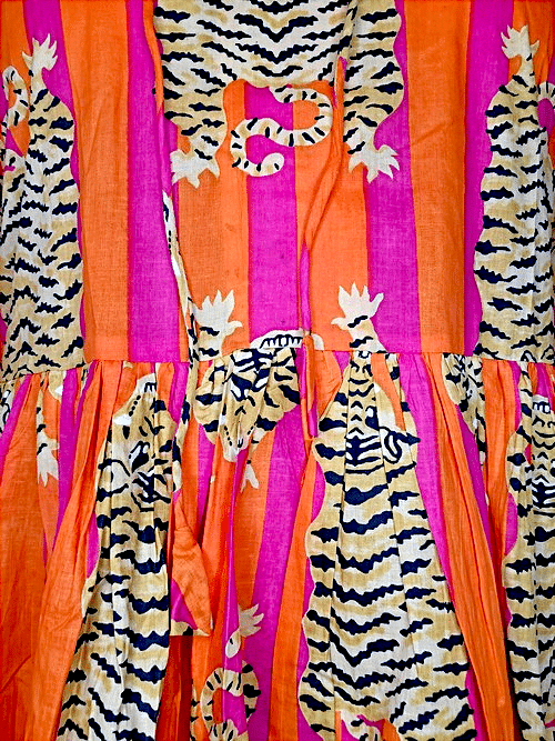 IDA IVY Pouf Sl Dress/Tiger Stripe/O/Pnk