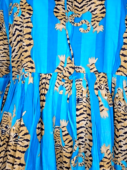 IDA IVY Pouf Sl Dress/Tiger Stripe/Turquoise