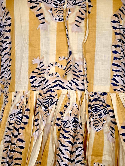 IDA IVY Pouf Sl Dress/Tiger Stripe/Mustard/Yellow