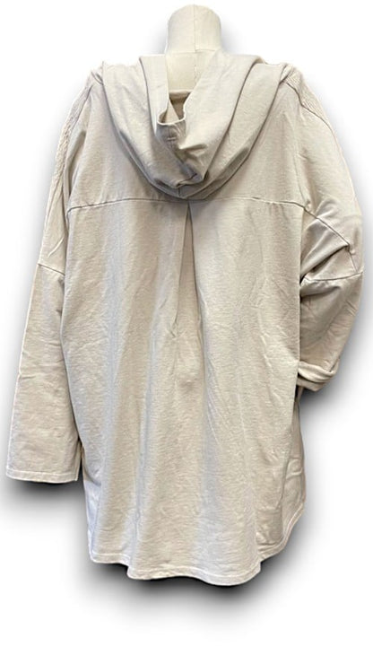 Light Beige Plain Patchwork Cotton Hoodie