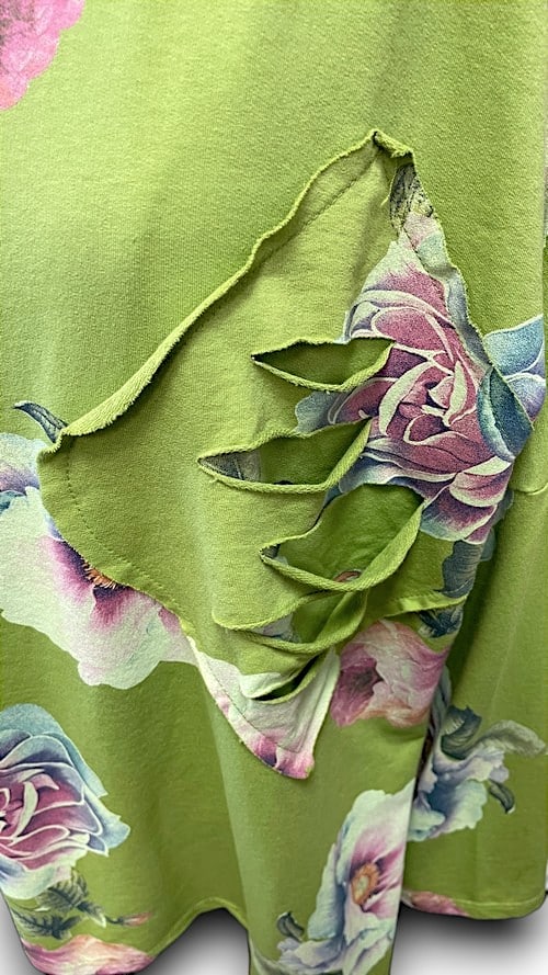 Avocado Ombre Peony Ripped Cotton Sweater