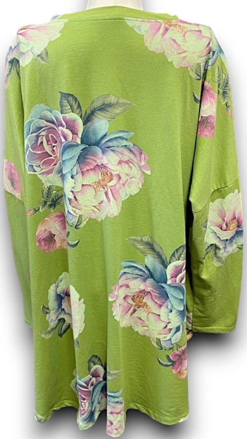 Avocado Ombre Peony Ripped Cotton Sweater