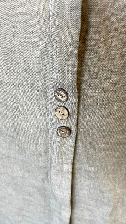 Mocha Plain Linen Tee with Coconut Buttons