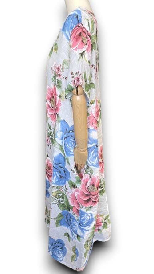 White Bright Bloom V-Neck Maxi Dress with Buttons