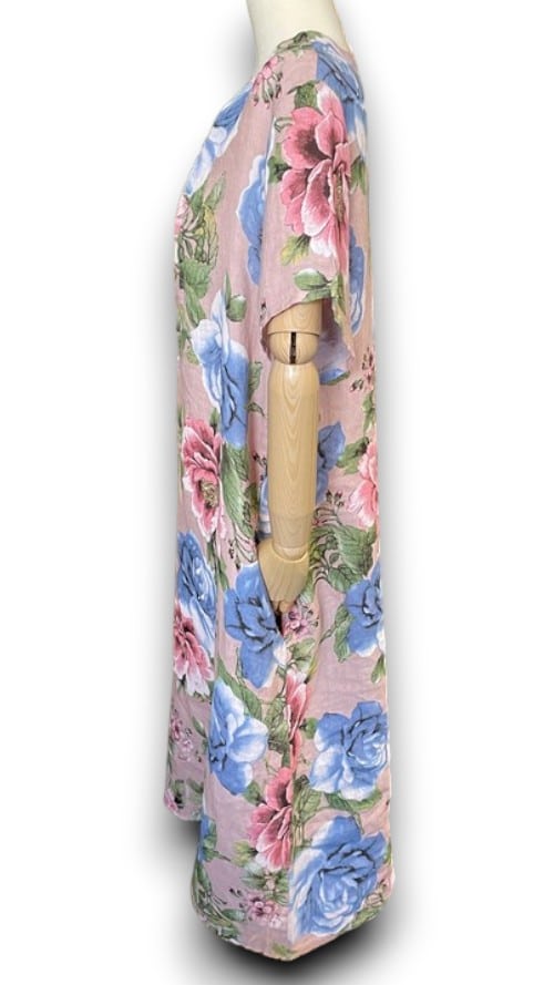 Baby Pink Bright Bloom V-Neck Maxi Dress with Buttons