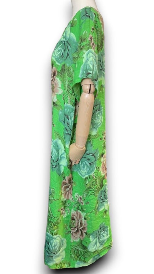 Bright Green Bright Bloom V-Neck Maxi Dress with Buttons