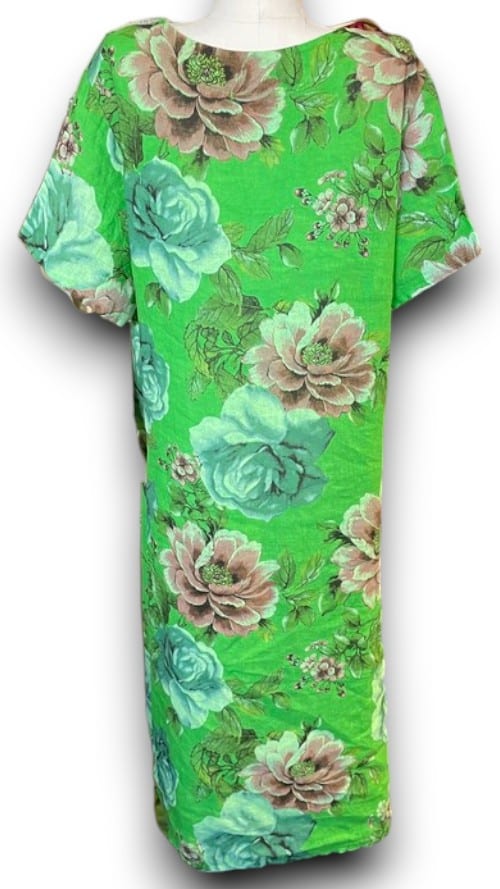 Bright Green Bright Bloom V-Neck Maxi Dress with Buttons