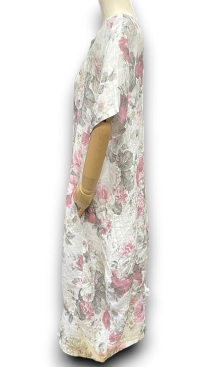 White Scarlett Rose Mid Sleeve Maxi Dress