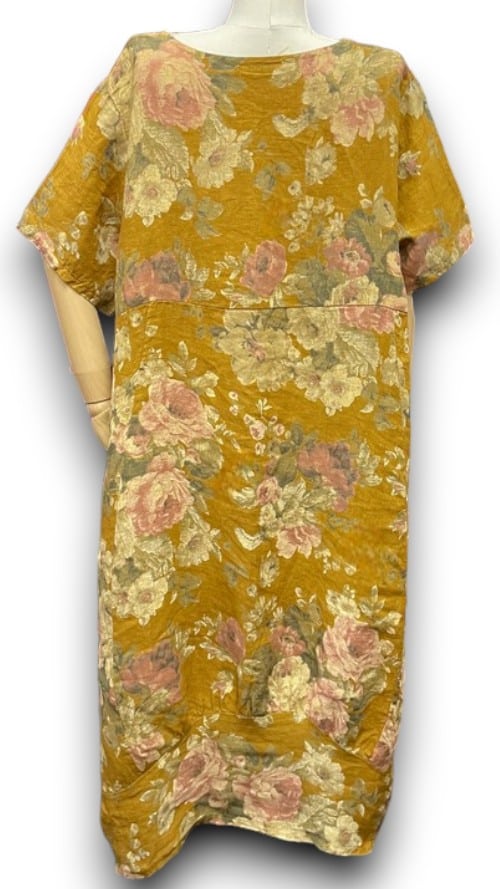 Mustard Scarlett Rose Mid Sleeve Maxi Dress