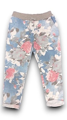 Light Denim Paper Rose Jogger