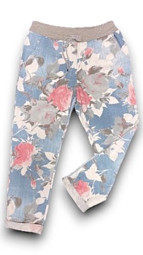 Light Denim Paper Rose Jogger