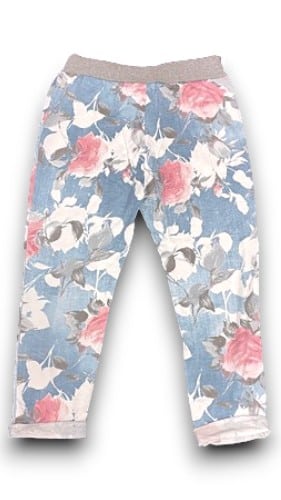 Light Denim Paper Rose Jogger