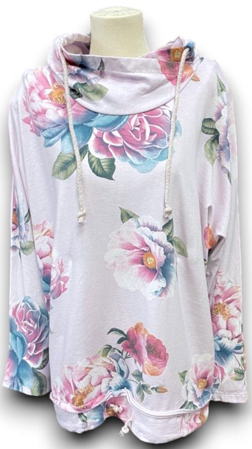 Lavender Ombre Peony Cotton Hoodie