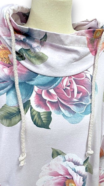 Lavender Ombre Peony Cotton Hoodie