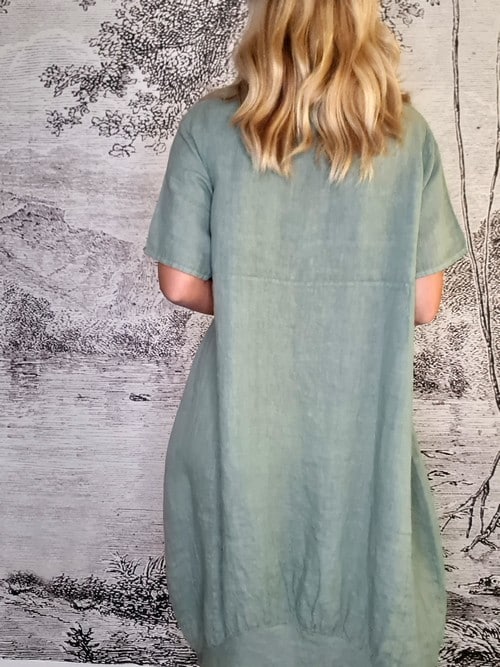 Sage Plain Mid Sleeve Maxi Dress