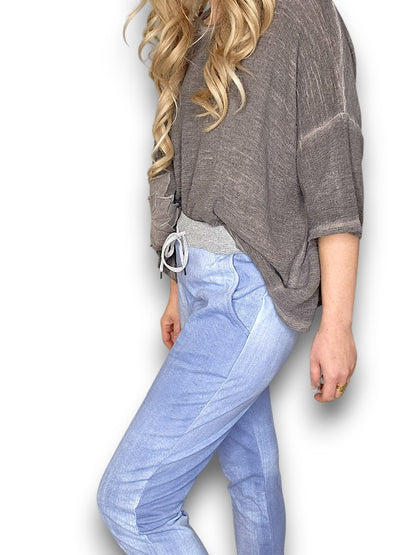 Plain Light Denim Joggers