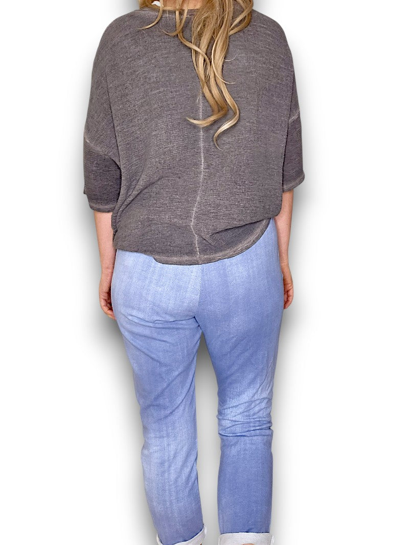 Plain Light Denim Joggers