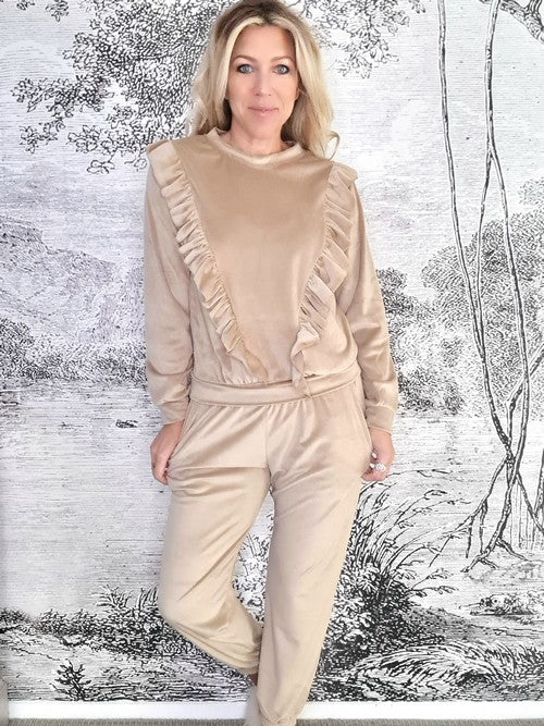 Mrs Digby Beige Velour Sweater