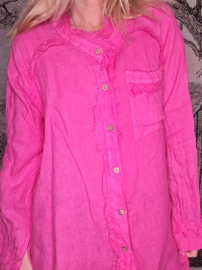 Hot Pink Mill Rip Edge Shirt